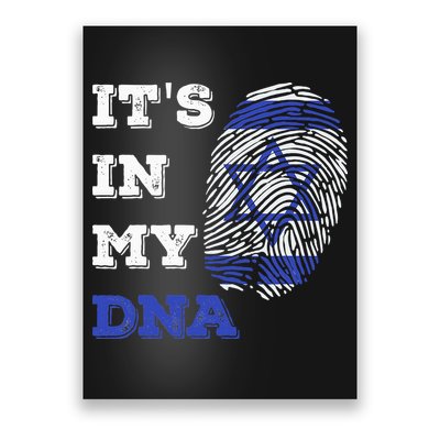 ItS In My Dna Israel Flag Fingerprint Israeli Patriotic Poster