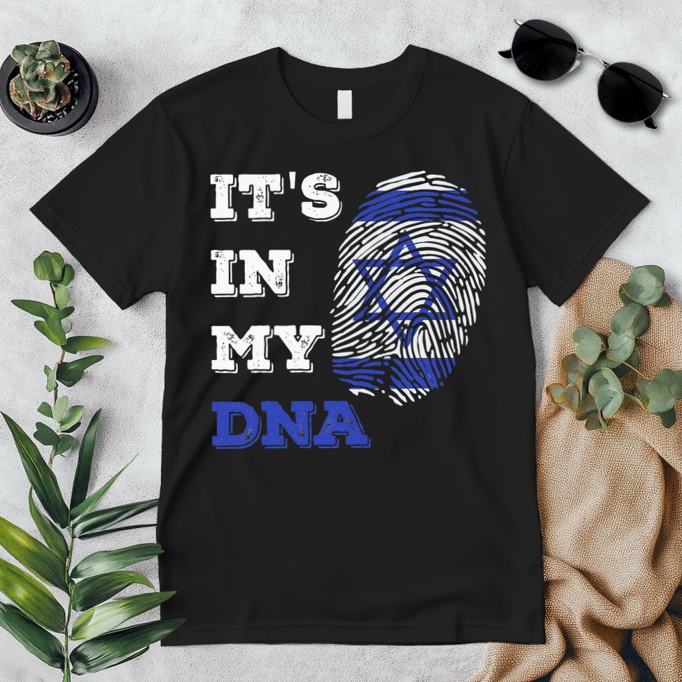 ItS In My Dna Israel Flag Fingerprint Israeli Patriotic Premium T-Shirt