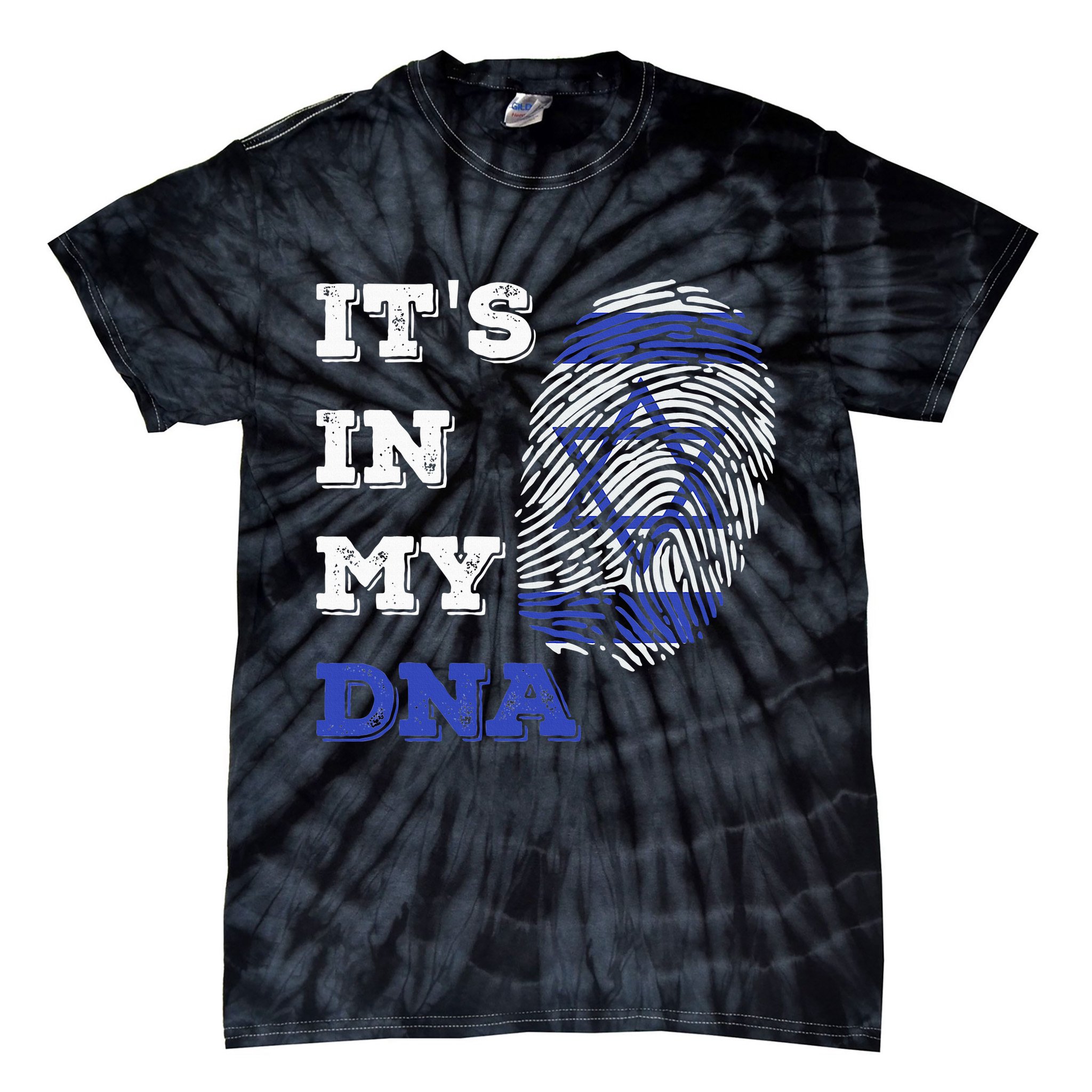 ItS In My Dna Israel Flag Fingerprint Israeli Patriotic Tie-Dye T-Shirt
