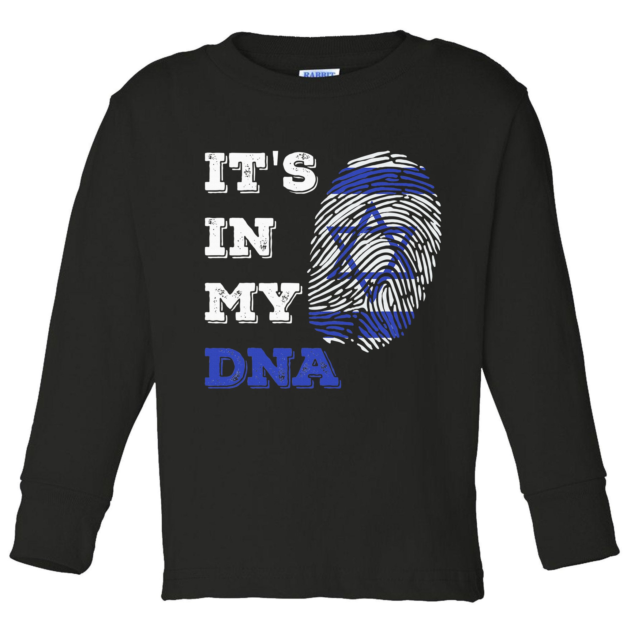 ItS In My Dna Israel Flag Fingerprint Israeli Patriotic Toddler Long Sleeve Shirt