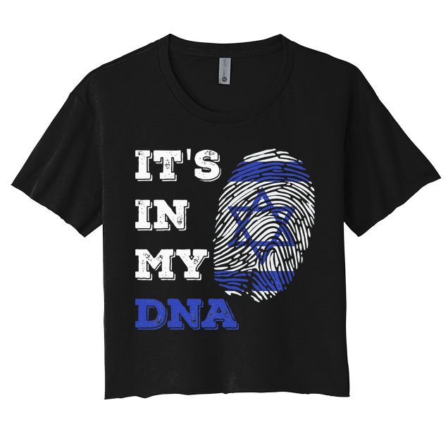 ItS In My Dna Israel Flag Fingerprint Israeli Patriotic Crop Top