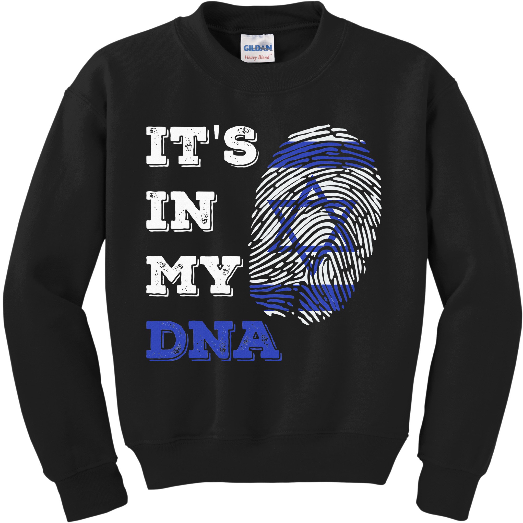 ItS In My Dna Israel Flag Fingerprint Israeli Patriotic Kids Sweatshirt