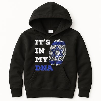 ItS In My Dna Israel Flag Fingerprint Israeli Patriotic Kids Hoodie