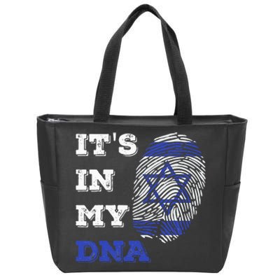 ItS In My Dna Israel Flag Fingerprint Israeli Patriotic Zip Tote Bag