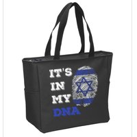 ItS In My Dna Israel Flag Fingerprint Israeli Patriotic Zip Tote Bag