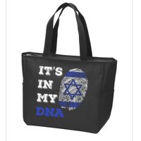 ItS In My Dna Israel Flag Fingerprint Israeli Patriotic Zip Tote Bag