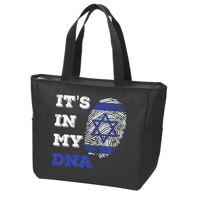 ItS In My Dna Israel Flag Fingerprint Israeli Patriotic Zip Tote Bag