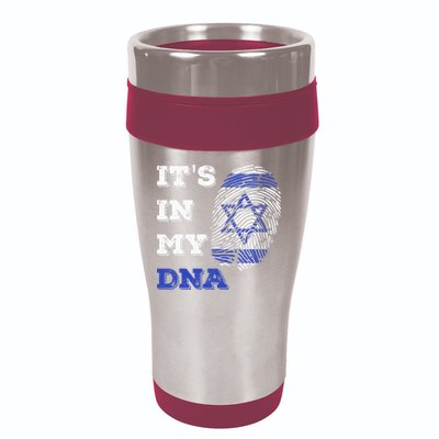 ItS In My Dna Israel Flag Fingerprint Israeli Patriotic 16oz Travel Tumbler