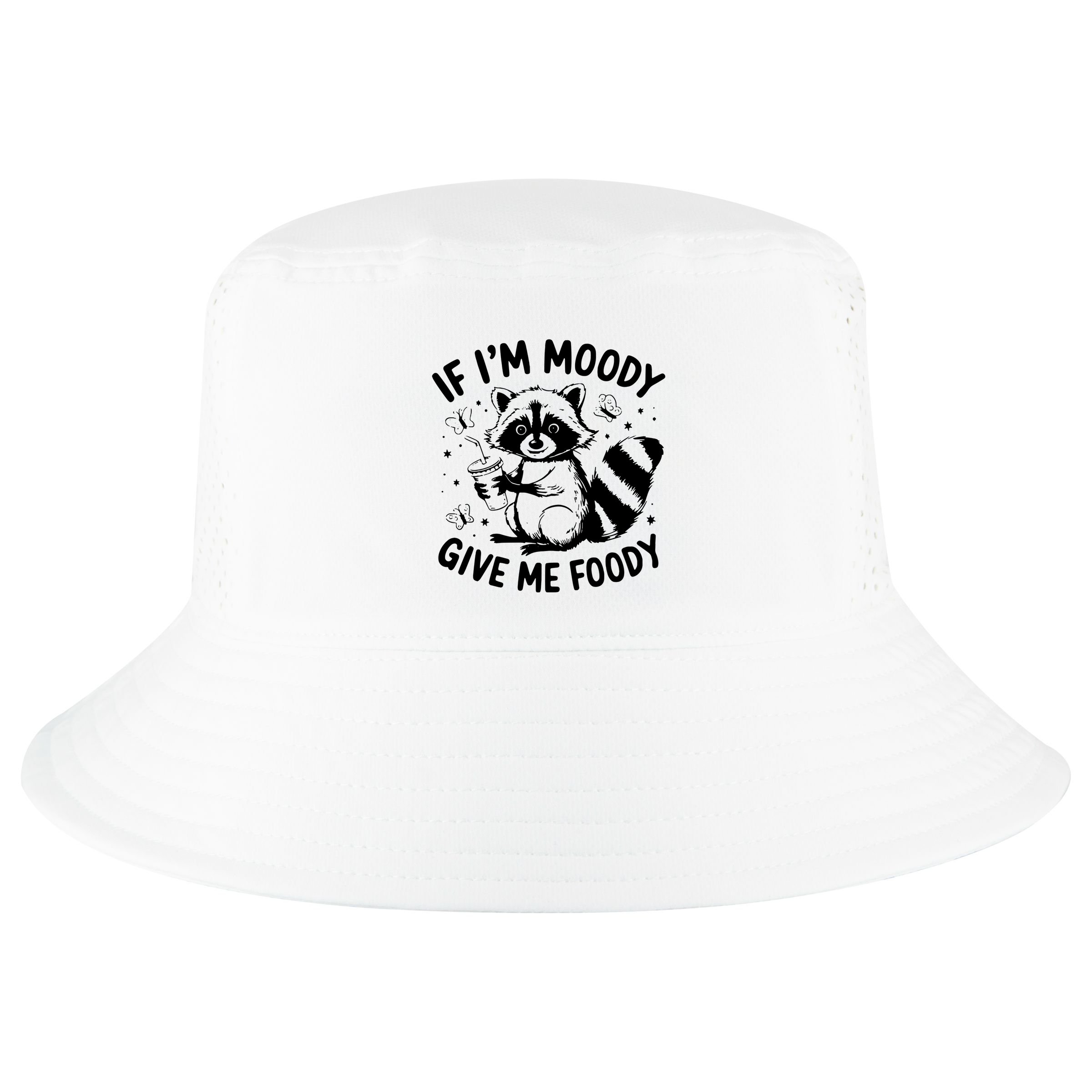 If IM Moody Give Me Foody Funny Raccoon Cool Comfort Performance Bucket Hat
