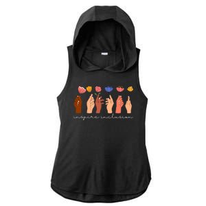 Inspire Inclusion National Womens Day Floral Ladies PosiCharge Tri-Blend Wicking Draft Hoodie Tank