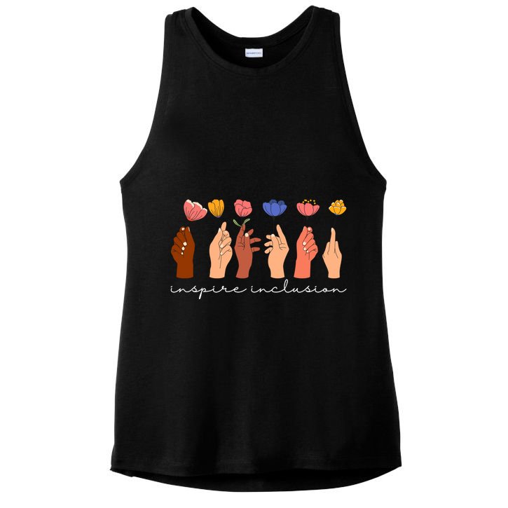 Inspire Inclusion National Womens Day Floral Ladies PosiCharge Tri-Blend Wicking Tank