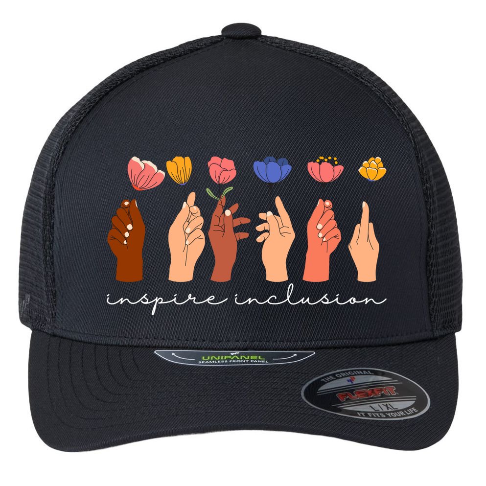 Inspire Inclusion National Womens Day Floral Flexfit Unipanel Trucker Cap