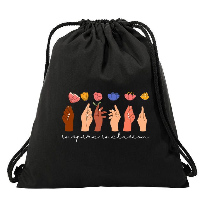 Inspire Inclusion National Womens Day Floral Drawstring Bag