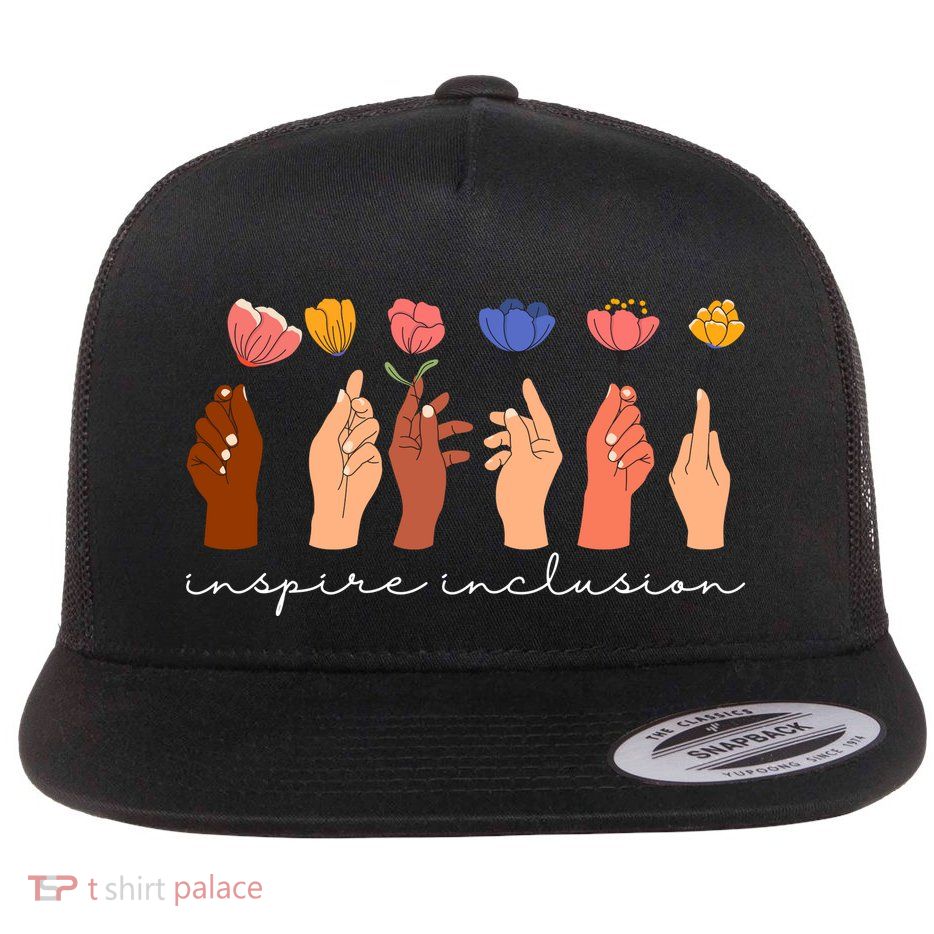 Inspire Inclusion National Womens Day Floral Flat Bill Trucker Hat