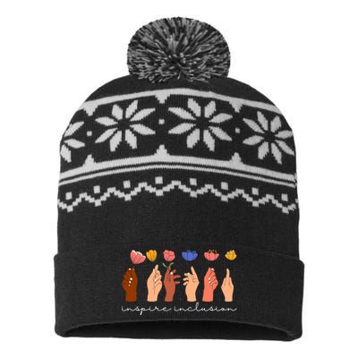 Inspire Inclusion National Womens Day Floral USA-Made Snowflake Beanie