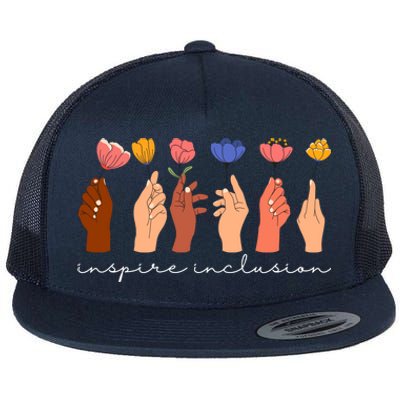 Inspire Inclusion National Womens Day Floral Flat Bill Trucker Hat