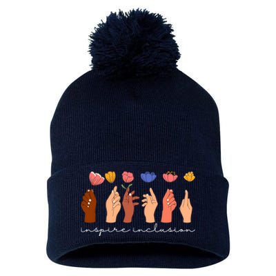 Inspire Inclusion National Womens Day Floral Pom Pom 12in Knit Beanie