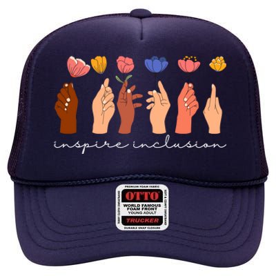 Inspire Inclusion National Womens Day Floral High Crown Mesh Back Trucker Hat