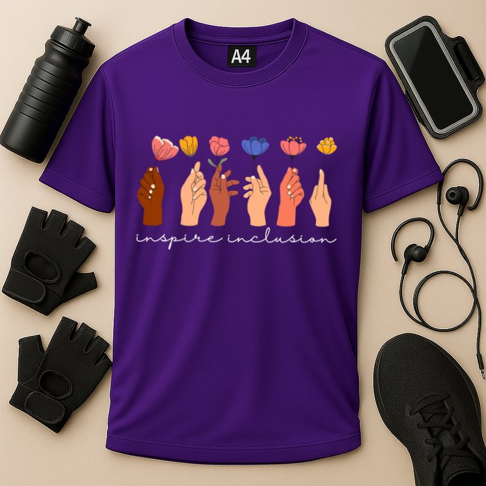 Inspire Inclusion National Womens Day Floral Cooling Performance Crew T-Shirt