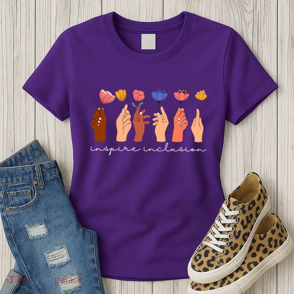 Inspire Inclusion National Womens Day Floral Womens T-Shirt
