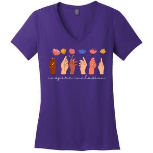 Inspire Inclusion National Womens Day Floral Women's V-Neck T-Shirt