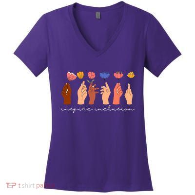 Inspire Inclusion National Womens Day Floral Women's V-Neck T-Shirt
