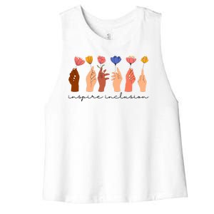 Inspire Inclusion National Womens Day Floral Women's Racerback Cropped Tank