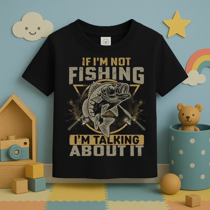 If I'm Not Fishing I'm Talking About It Funny Fishing Quote Toddler T-Shirt