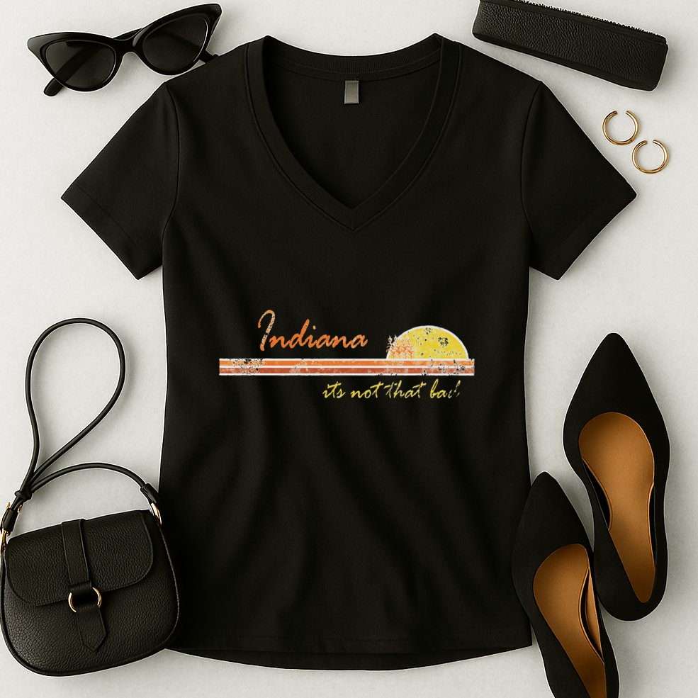 Indiana Its Not That Bad Awesome Retro State Women's V-Neck T-Shirt