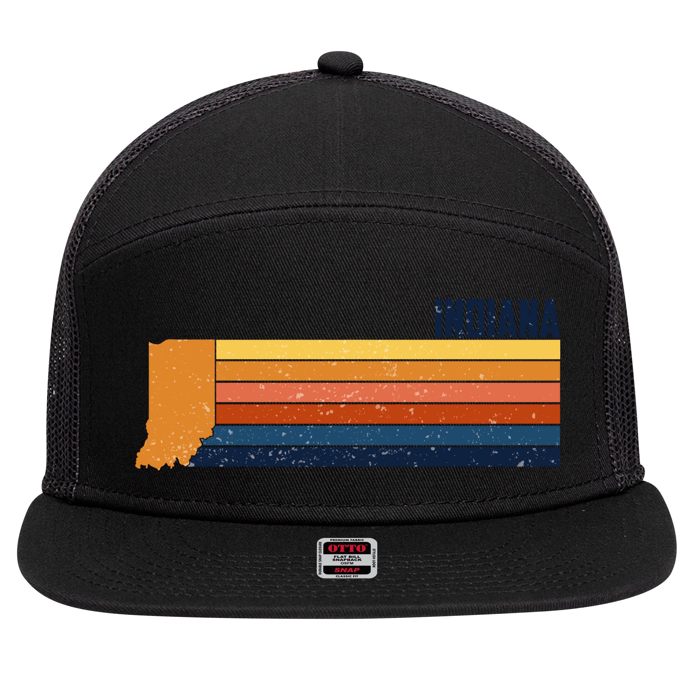 Retro Vintage Indiana 7 Panel Mesh Trucker Snapback Hat