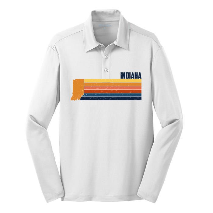 Retro Vintage Indiana Silk Touch Performance Long Sleeve Polo