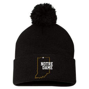 Indiana In N.O.T.R.E D.A.M.E State Of Indiana Pom Pom 12in Knit Beanie