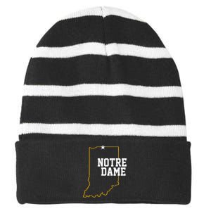 Indiana In N.O.T.R.E D.A.M.E State Of Indiana Striped Beanie with Solid Band