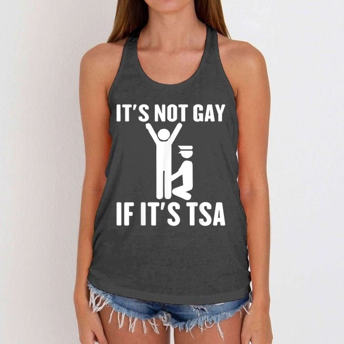 It Is Not Gay If It Is Tsa Funny Security Airline Lovers Women's Knotted Racerback Tank