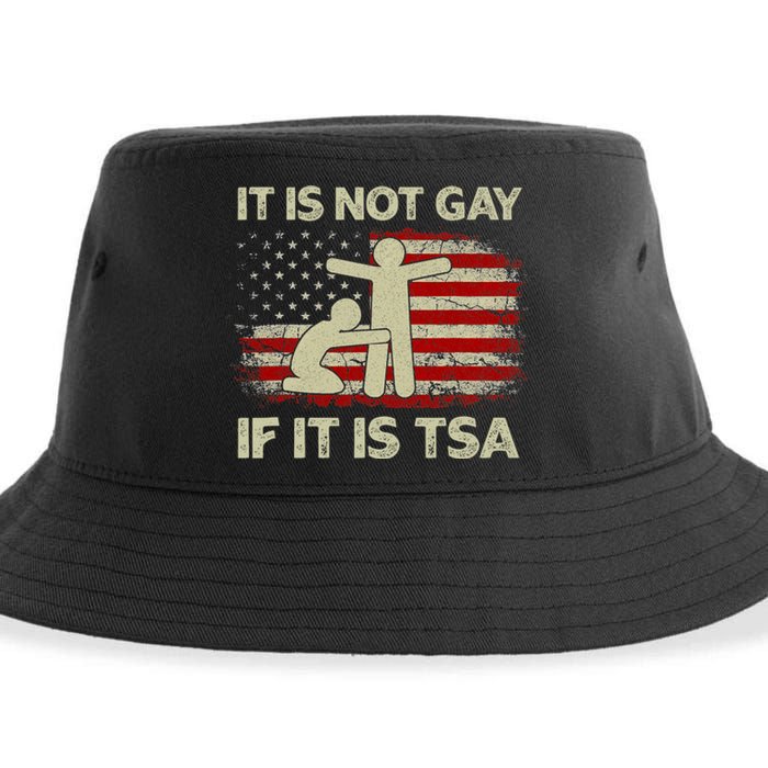 It Is Not Gay If It Is Tsa Security Vintage Usa Flag Sustainable Bucket Hat