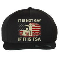 It Is Not Gay If It Is Tsa Security Vintage Usa Flag Wool Snapback Cap