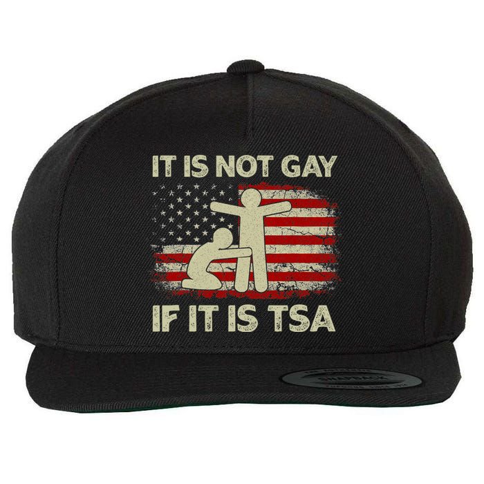 It Is Not Gay If It Is Tsa Security Vintage Usa Flag Wool Snapback Cap