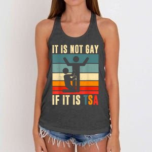 It Is Not Gay If ItS Tsa Funny Security Outfit Retro Women's Knotted Racerback Tank