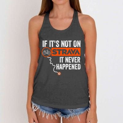 If Its Not On Strava It Never Happened Funny Cyclist Dad Gift Women's Knotted Racerback Tank