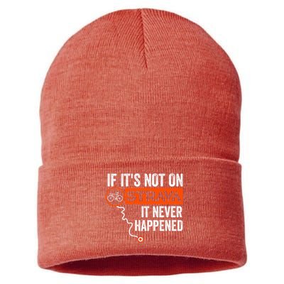 If Its Not On Strava It Never Happened Funny Cyclist Dad Gift Sustainable Knit Beanie