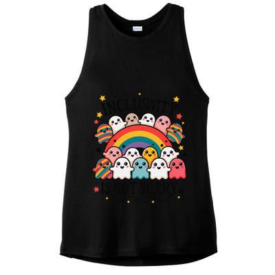 Inclusivity Is Not Scary  Cute Ghost Welcome Here Funny Ladies PosiCharge Tri-Blend Wicking Tank