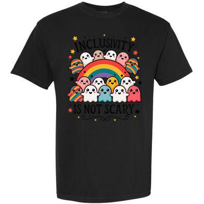 Inclusivity Is Not Scary  Cute Ghost Welcome Here Funny Garment-Dyed Heavyweight T-Shirt