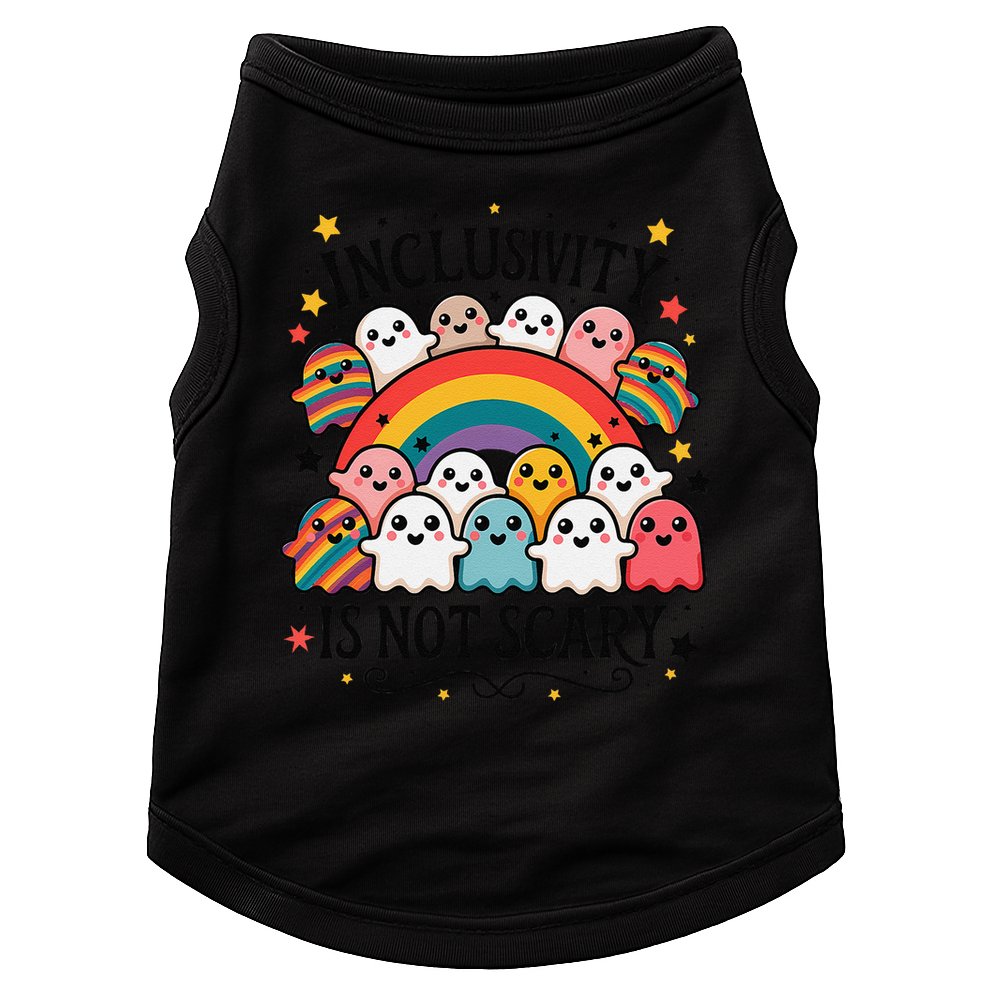 Inclusivity Is Not Scary  Cute Ghost Welcome Here Funny Doggie Tank