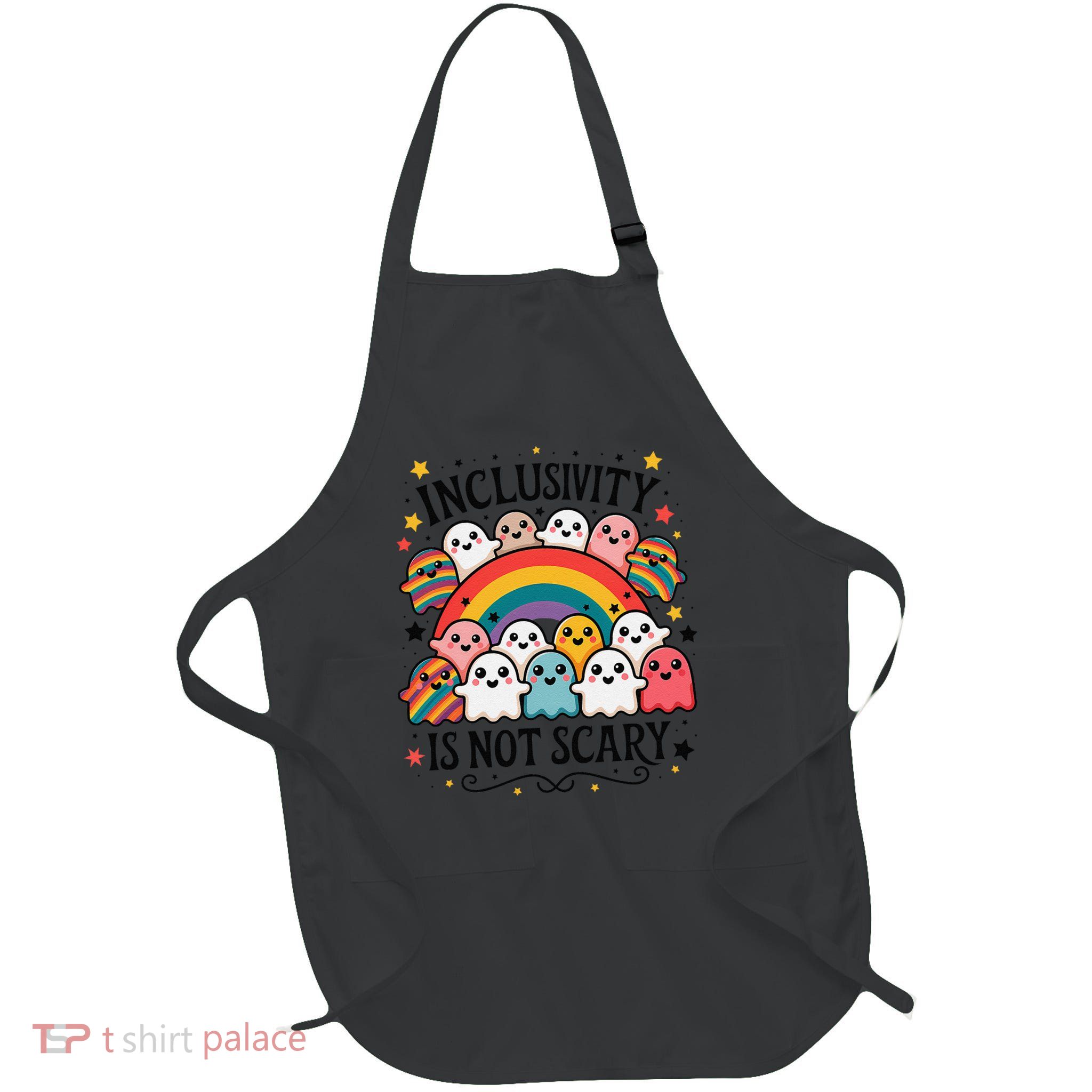 Inclusivity Is Not Scary  Cute Ghost Welcome Here Funny Apron