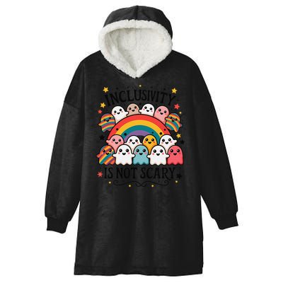 Inclusivity Is Not Scary  Cute Ghost Welcome Here Funny Hooded Wearable Blanket