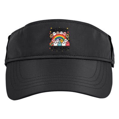 Inclusivity Is Not Scary  Cute Ghost Welcome Here Funny Adult Drive Performance Visor