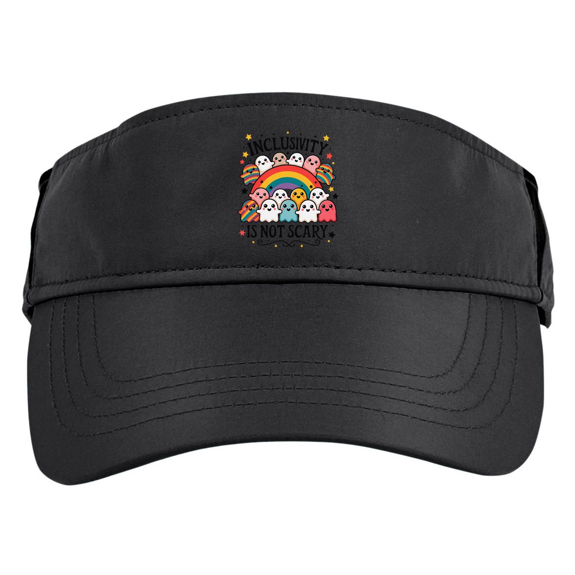 Inclusivity Is Not Scary  Cute Ghost Welcome Here Funny Adult Drive Performance Visor
