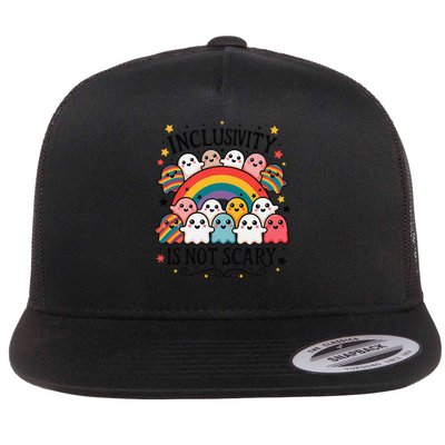 Inclusivity Is Not Scary  Cute Ghost Welcome Here Funny Flatbill Hat