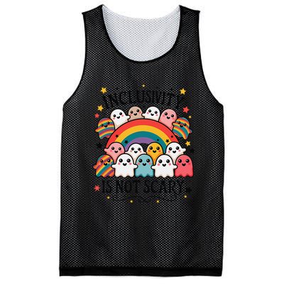 Inclusivity Is Not Scary  Cute Ghost Welcome Here Funny Mesh Reversible Basketball Jersey Tank