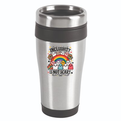 Inclusivity Is Not Scary  Cute Ghost Welcome Here Funny 16oz Travel Tumbler